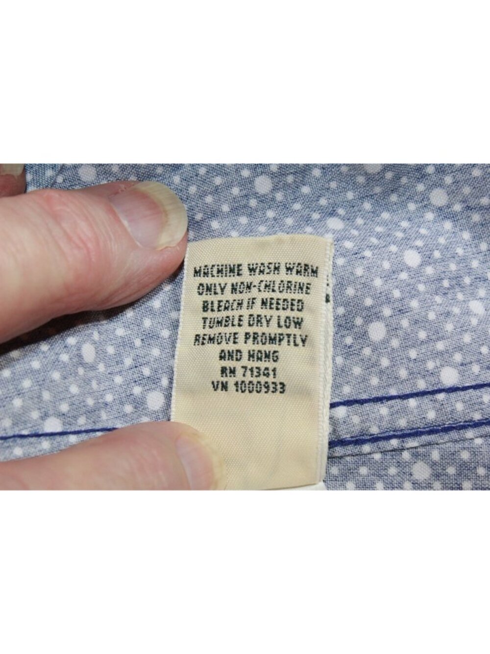 LL Bean Blue Polka Dot Button Down Shirt Wrinkle Free 100% Cotton XXS - Picture 12 of 14